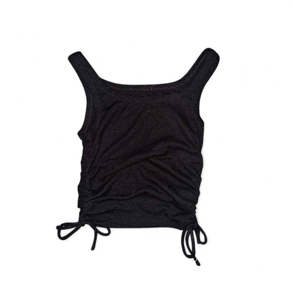 SHEIN black ruched side tie cropped tank top